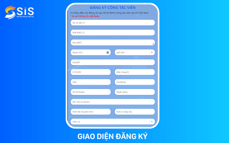 giao diện đăng ký